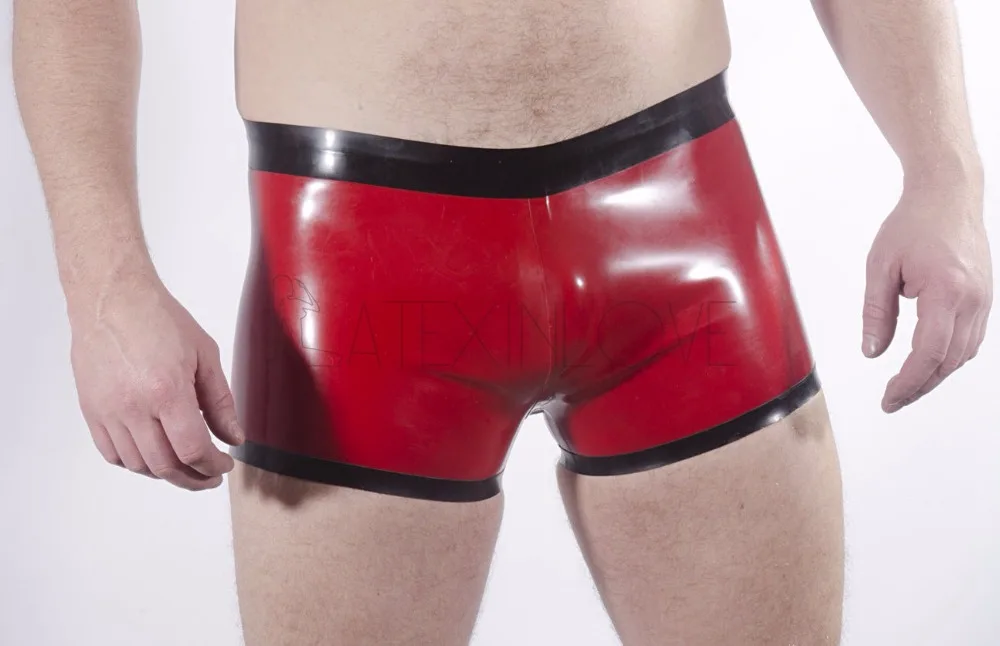 Sexy-Mens-Latex-Rubber-Shorts-Waistband-and-Edge-Trim-Customize-any-Color