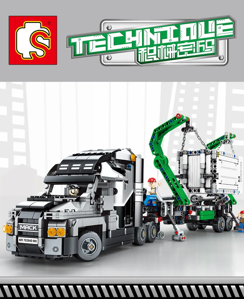 

703940 1202PCS TECHNIC Series The City Technic Mack Truck Set Building Blocks MOC Bricks Compatible Christmas Toys
