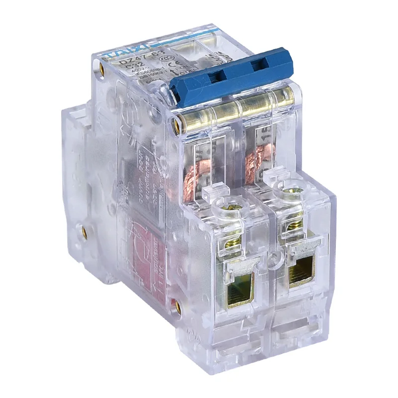 DZ47 прозрачный корпус 1P 2P 3P 4P C16A Мини автоматический выключатель 60 Гц AC220 3A 16A 20A 40A 63A