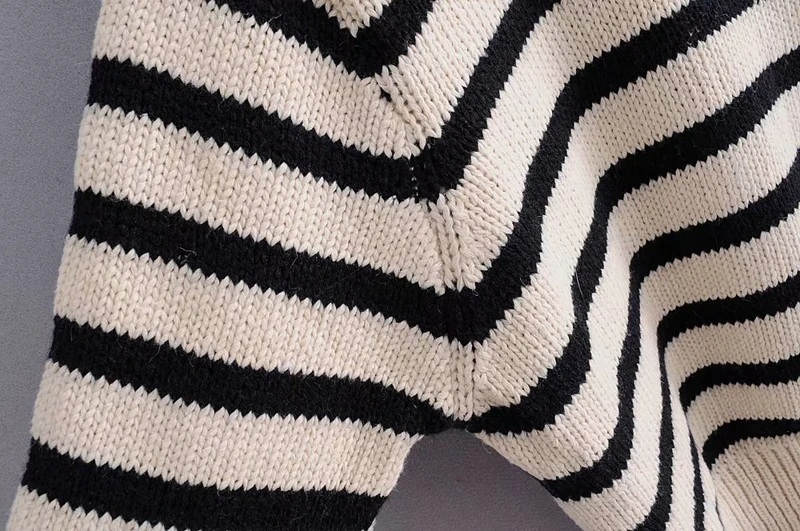 YNZZU полосатый водолазка теплый зимний женский свитер Повседневный длинный рукав осенний вязаный пуловер свободные женские топы AT294