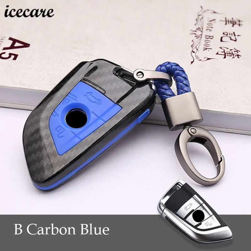 АБС-пластик, Автомобильный ключ чехол для ключей для Bmw F20 F11 G30 F30 X1 для исполнения M Series 1 F31 F30 аксессуары F11 X5 F15 ключ кошелек для BMW - Название цвета: B carbon blue