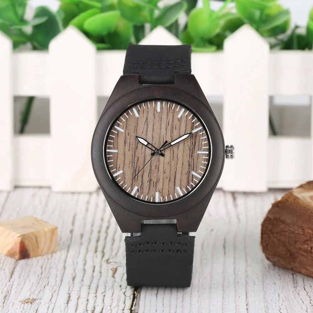 

Wooden Watch Men Lightweight Handmade Bamboo Wood Wrist Watch Men Timepieces Clock Fashion Leather Band relojes para hombre