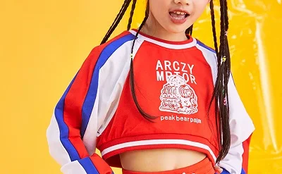 Танцевальные костюмы в стиле хип-хоп; Детские топы с длинными рукавами; штаны в стиле джаз уличный танцевальный костюм для девочек; современный сценический танцевальный костюм для детей; DNV11388 - Цвет: Tops