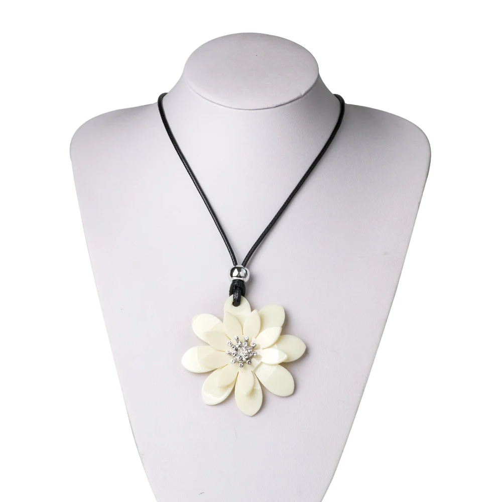 GuanLong collares con colgantes de flores acrílicas para mujer, collar de cuerda Vintage de cuero, joyería de moda de verano, venta al por mayor, 2021|Collares - AliExpress