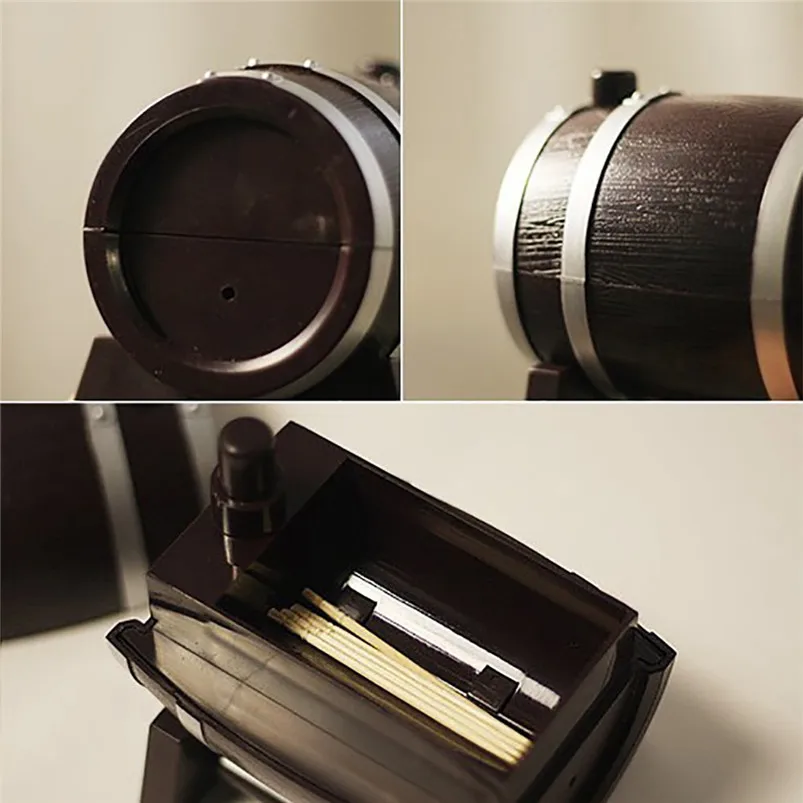 Toothpick Box Container Dispenser Holder Wine Barrel Automatic Plastic Home Decor Organization 40FY270