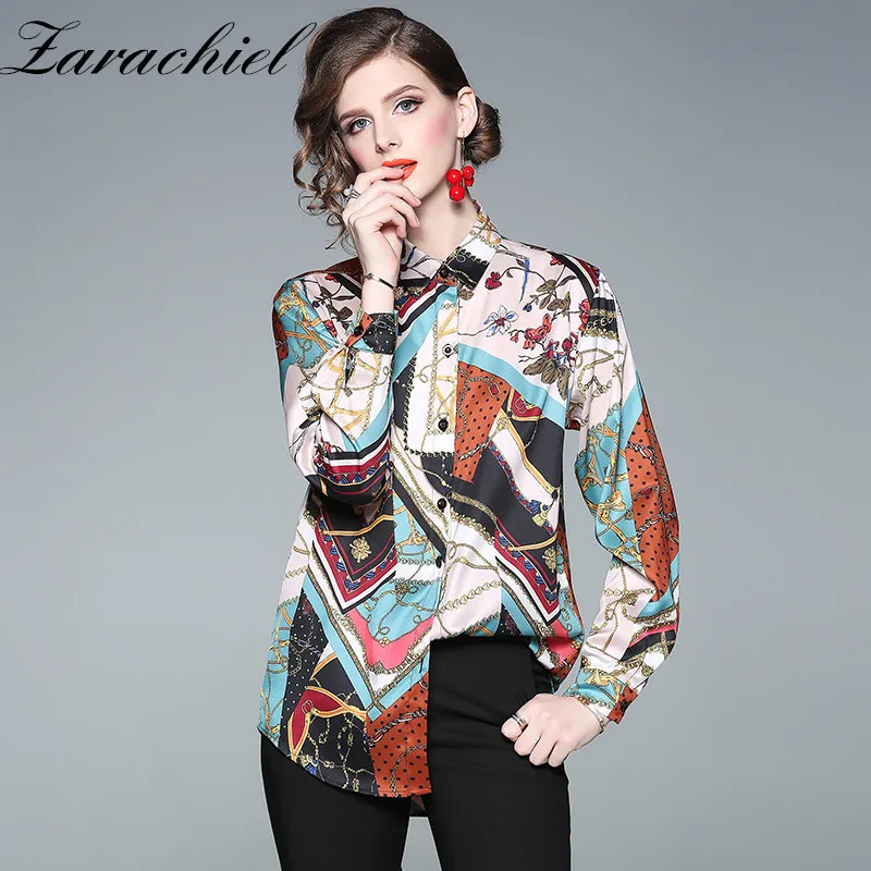 Simgent Woman Blouse Spring Long Sleeve Turn Down Collar