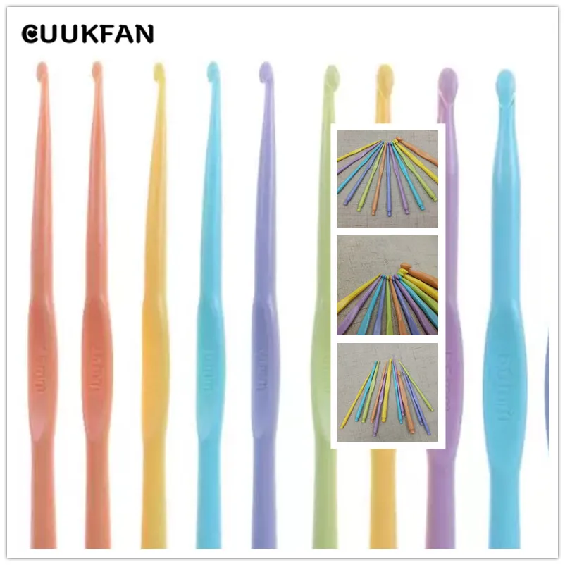 

12PCS Set of Crochet Hooks Weaving Tools Knitting Set Colorful Plastic Needles ABS Crochet Hook Set