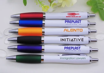

[Free Logo] 100pcs/lot corporate advertising custom logo brand school/office/fair use semi-metal ball pens WHOLESALE