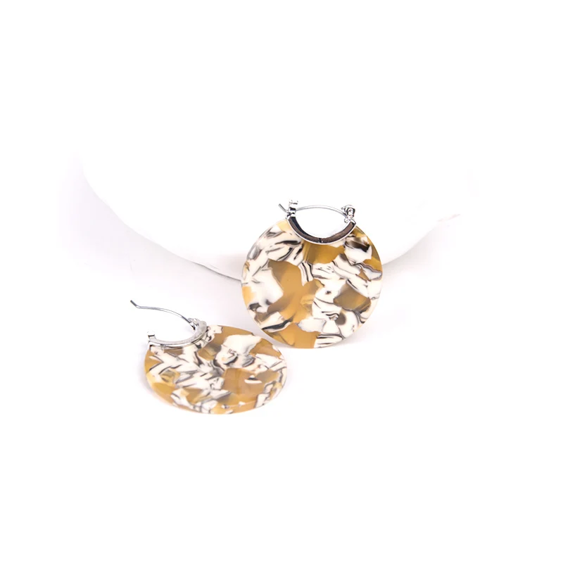 GuanLong Trendy Long Round Resin Earring for Women Big Circle Geometric Colorful Acrylic Metal Earrings For Girl Fashion Jewelry (3)