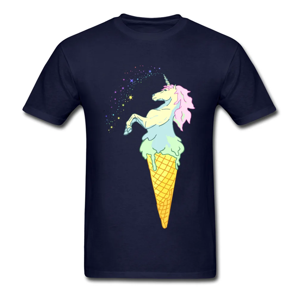 DesignStreet Short Sleeve Tops & Tees Summer Wholesale Crew Neck 100% Cotton T-Shirt Mens Tshirts ice cream unicorn  ice cream unicorn navy