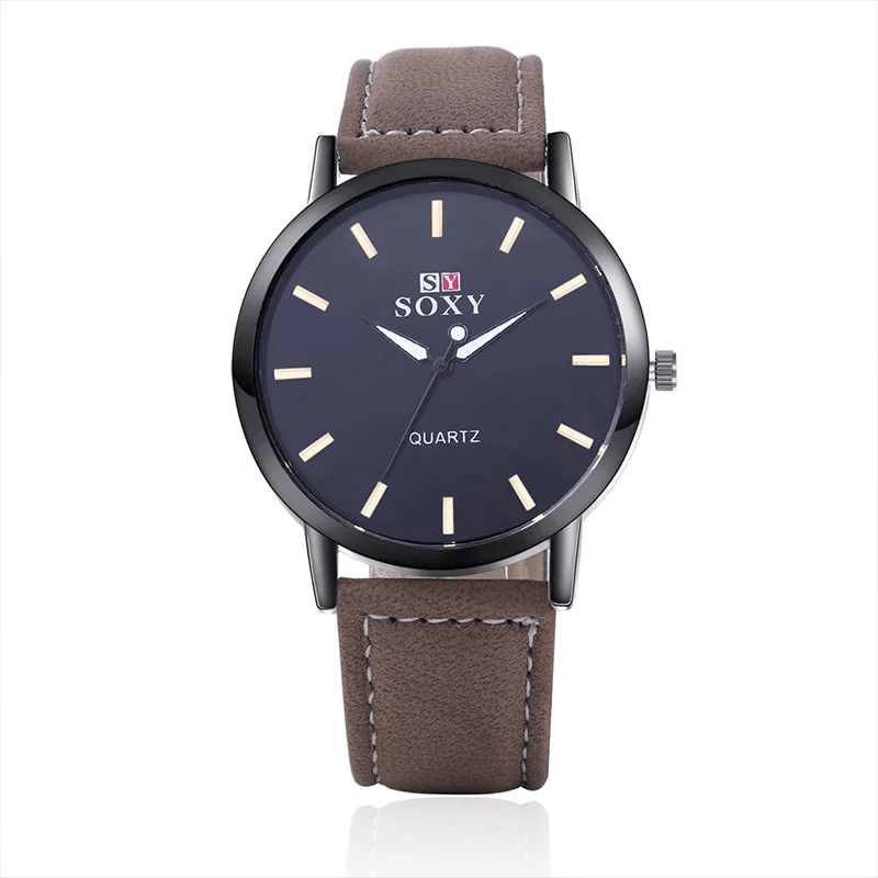 

SOXY Fashion Brand Top Men Watch Luxury Business Watches Casual Leather Quartz Male Clock Mens Wristwatch Relogio Masculino