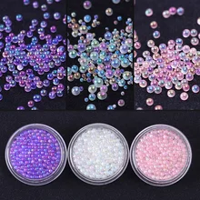 AB Caviar Beads Nail Decoration Micro Pearl Ball Holo Colorful Rhinestone Manicure 3D Nail Art Decorations