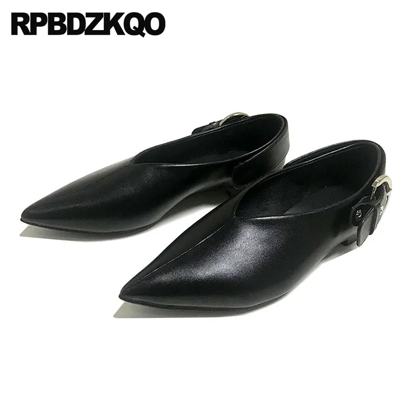 Señoras China Chino Zapatillas Marca 41 Diseñador Tamaño Grande Últimas De Deslizamiento En Planos Zapatos Metal Negro Punta Mujeres Mulas 2018 vfqwRq5