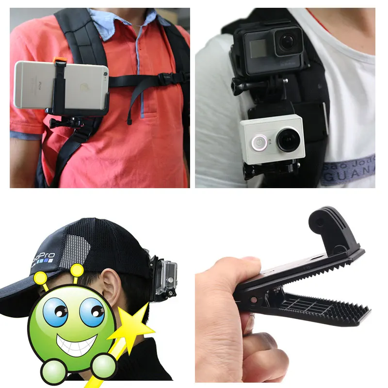 Quick Release Backpack Belt Hat Clip Mount Adapter for Sony AS50 AS300R AZ1 X3000R/Gopro 7 5 /SJcam/Xiaoyi 4k for iPhone huawei