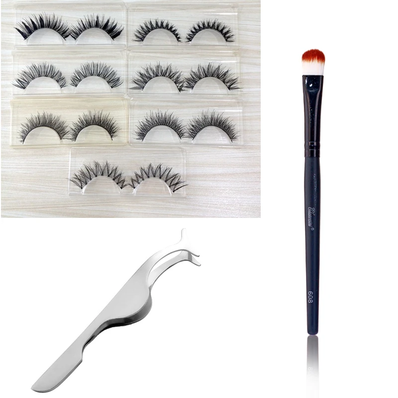 

7 Pairs False Eyelashes Mix 7 Designs Eyelashes Fake Lashes Makeup Beauty Kit Eyelash Extension Faux Lash Tweezers Make Up Brush