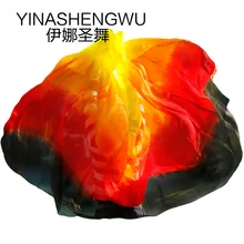 Новейший чистый шелк костюм для танца живота танцевальный шарф Шелковый Вуаль практическая сцена представление желтый+ оранжевый+ красный+ черный