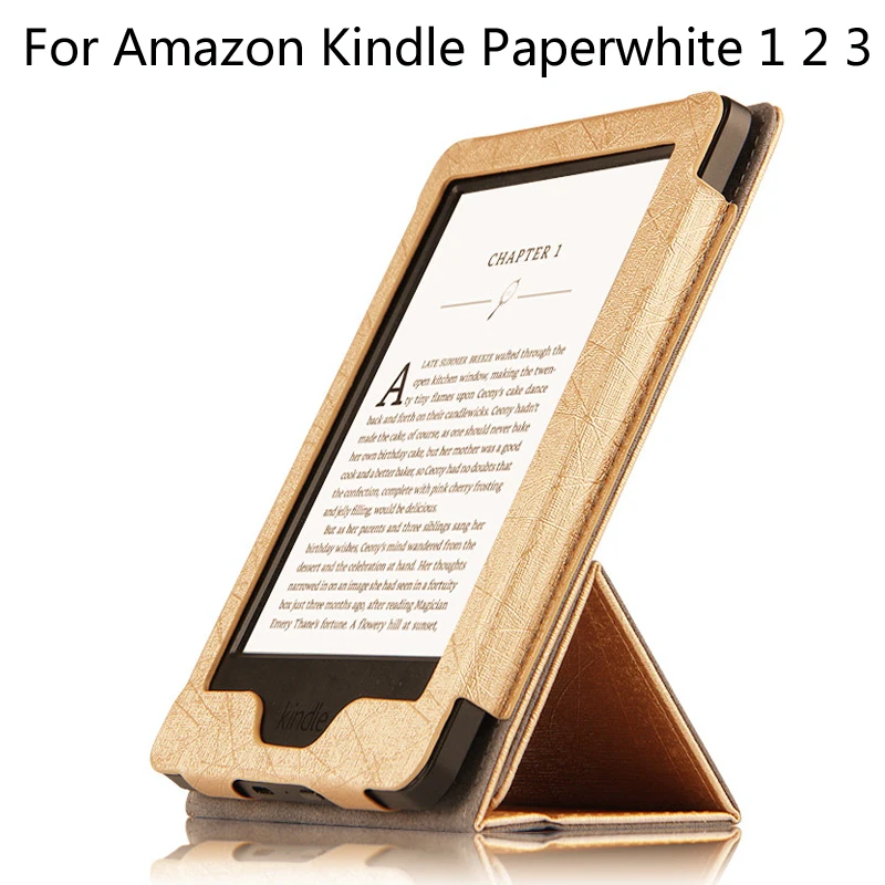 

Fashion Flip Case Cover For Amazon kindle paperwhite 1 2 3 2016 6th generation E-BOOK cases + Stylus