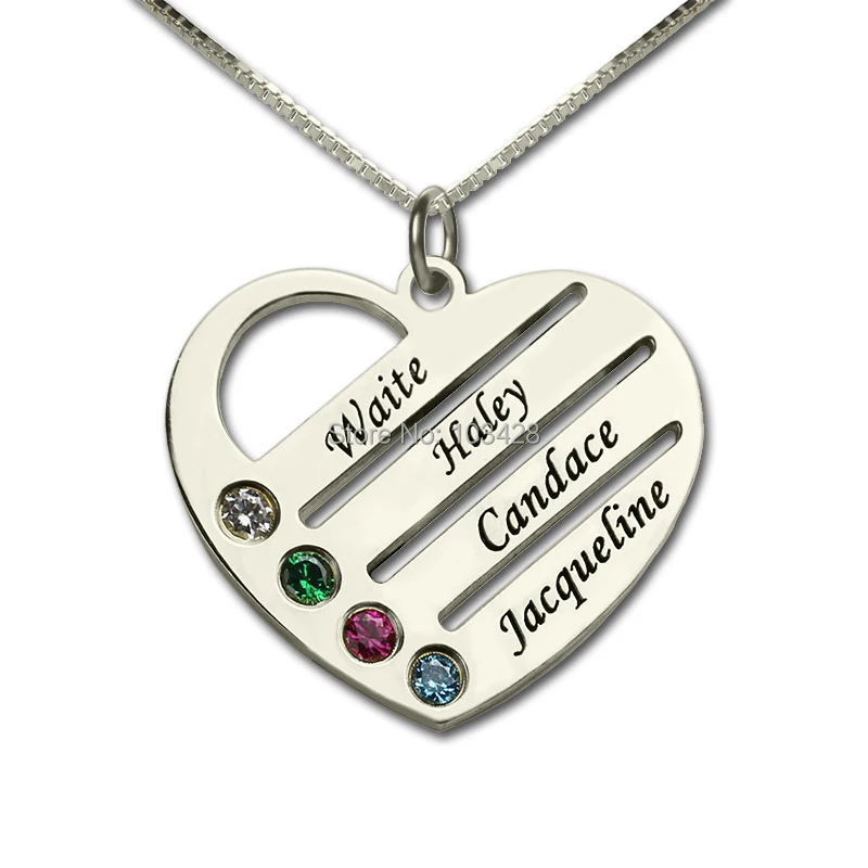 mothers necklace with names and birthstones
