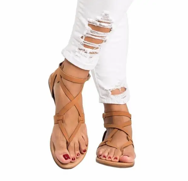 

2019 Sandals Shoes Summer Woman Bandage Cool with Flat Shoes Sandals Flip Flops Plue Size 35-43