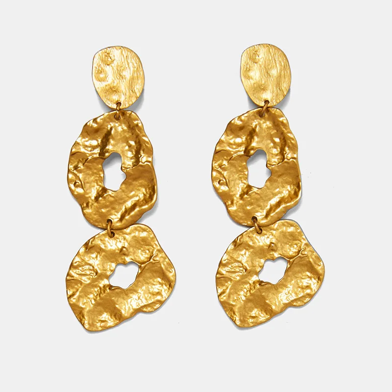 Новинка, женские винтажные серьги Za, золотые металлические массивные ювелирные украшения, вечерние висячие серьги в богемном стиле - Окраска металла: Gold  23