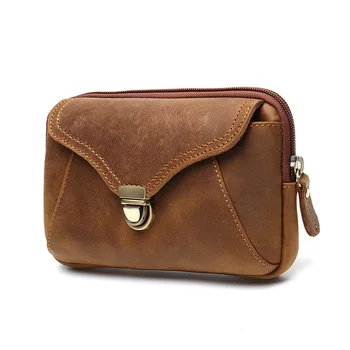 

Men Vintage Genuine Leather Fanny Waist Pack Belt Bags Bum Pouch Casual High Quality Mobile Cellphone Case Retro Daily Use Bags