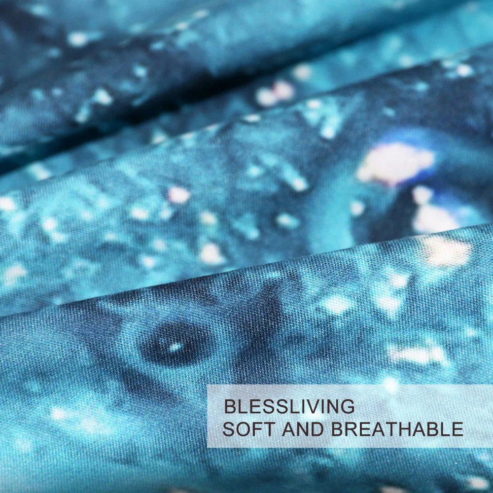 BlessLiving المائية الفراش مجموعة الذهبي و الأزرق غطاء لحاف مجموعة المحيط موجات السرير غطاء مجردة المطبوعة أغطية الملك