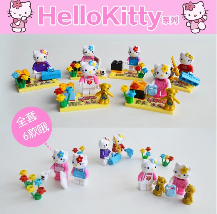 

6pcs JLB Mini The hello kitty Bart Home Action minis blocks Model Building Block Bricks Compatible With Lepin decool bela