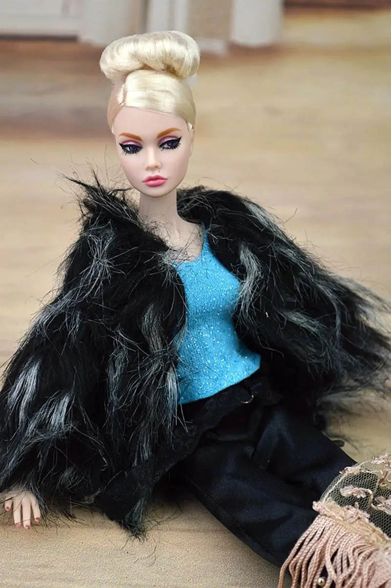 Комплект аксессуаров для куклы, зимняя Осенняя теплая одежда, модная одежда, меховое пальто для куклы Барби, домашние штаны, шарф, обувь для