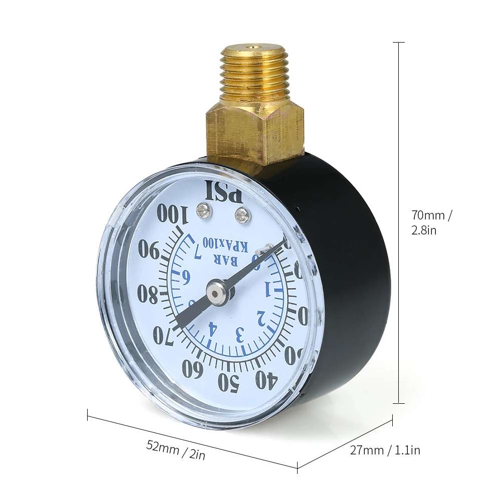 0~ 100psi 0~ 7bar двойная шкала механические Давление датчик бассейн Аквариум фильтра для воды воздуха газа Давление измерителем влажности и температуры 1/4 дюйм; NPT