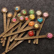 Винтажная сушеная металлическая Закладка в виде цветка Ретро многофункциональная медная металлическая Закладка-линейка элегантные канцелярские принадлежности