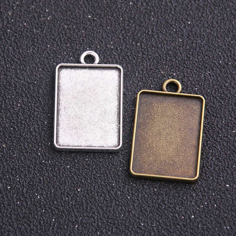 

2pcs/lot two color cabochon pendant base tray blanks Inner 18*25mm jewelry rectangle bezels diy settings