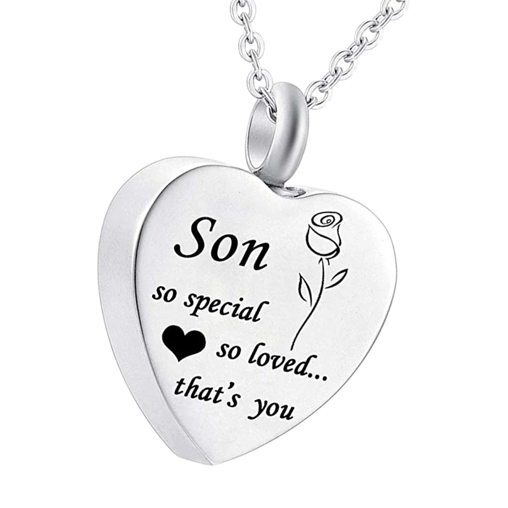 MagiDeal Rose Flower Print Urn Ashes Holder Keepsake Memorial Dad Son Necklace Charms