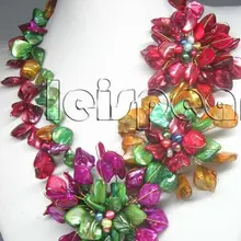 Красивый многоцветный 12-16 мм большой корпус цветок и жемчужное ожерелье