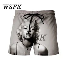 WSFK Повседневный 3D-принт Marilyn Monroe Print Мужские и женские шорты Hawaii Beach Повседневные хип-хоп спортивные шорты