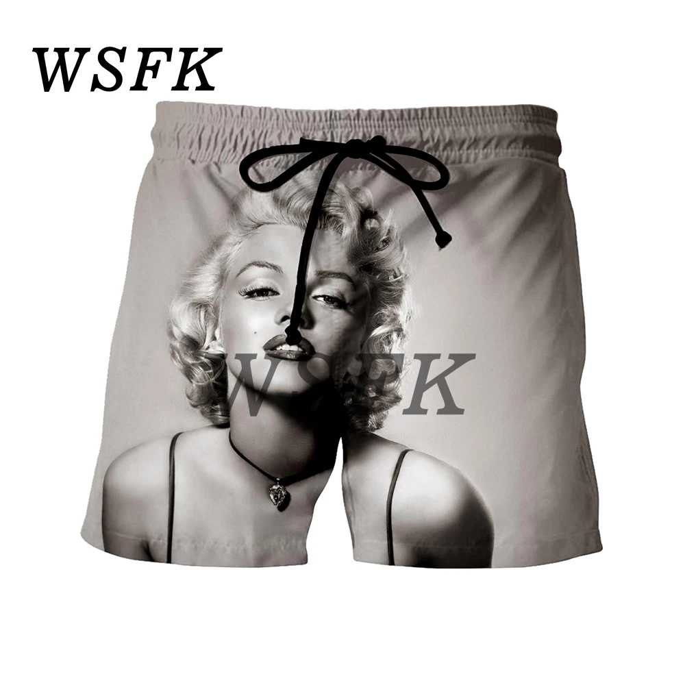 WSFK Повседневный 3D-принт Marilyn Monroe Print Мужские и женские шорты Hawaii Beach Повседневные хип-хоп спортивные шорты