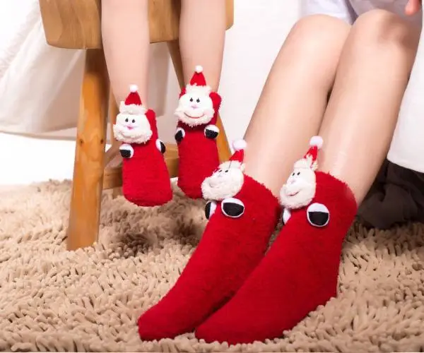 Рождественский подарок, родительские носки, женские носки, осенне-зимние коралловые Толстые Носки с рисунком, Нескользящие теплые носки-Тапочки - Цвет: 1pair