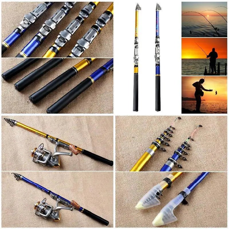 

Portable Sea Fishing Rod Pole Carbon Fiber 1.8/2.1/2.4/2.7/3.0m Telescopic Spinning Reel Fish Tackle WHShopping