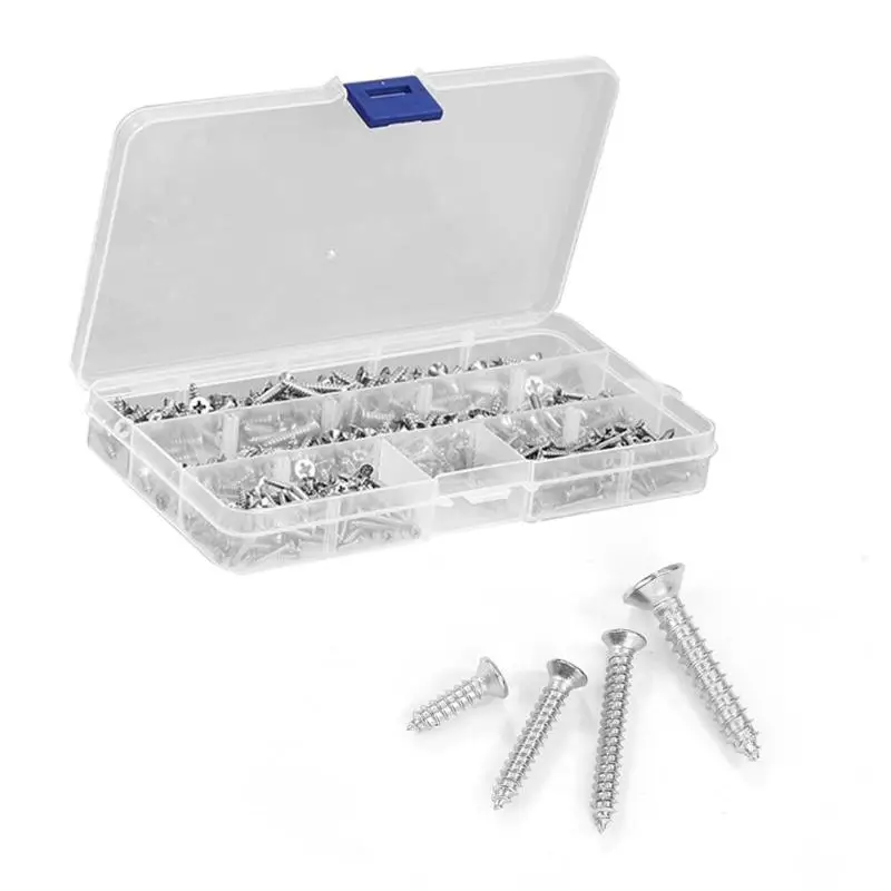 

600pcs/box Self-tapping Screws M2.9 Stainless Steel Pan Flat Head Self-tapping Screws Assortment
