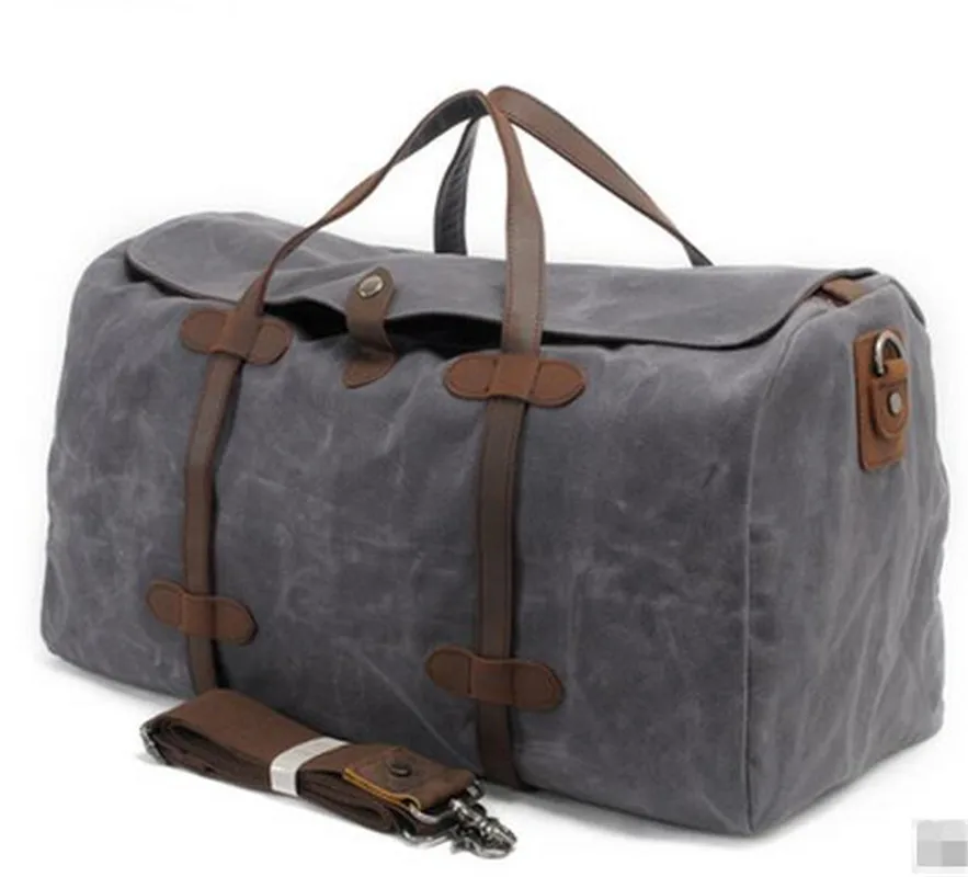 

36-55L New Grey Canvas Men & Women's Travel Bag Batik Canvas Extra Large Capacity Waterproof Luggage Bag European style NMB7