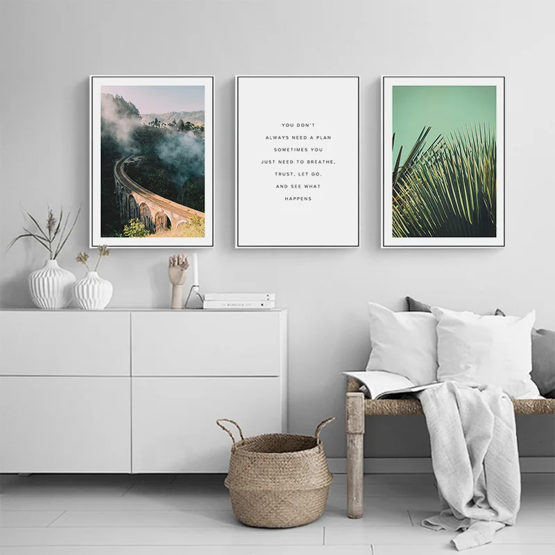 Plants Nordic Style Forest Canvas Painting Poster Wall Art Pictures Road For Living Room Leaf Picture Prints Landscape Unframed