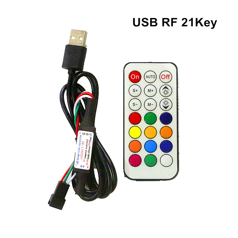 DC5V USB Пиксель Светодиодная лента пульт дистанционного управления Мини 3key RF 14key 17key 21key контроллер для WS2812B SK6812 пикселей полноцветная полоса