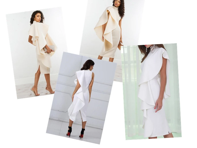 Мода HL оборками обвязанное платье без рукавов Водолазка Junoesque знаменитостей вечернее женское платье Vestidos облегающее белое