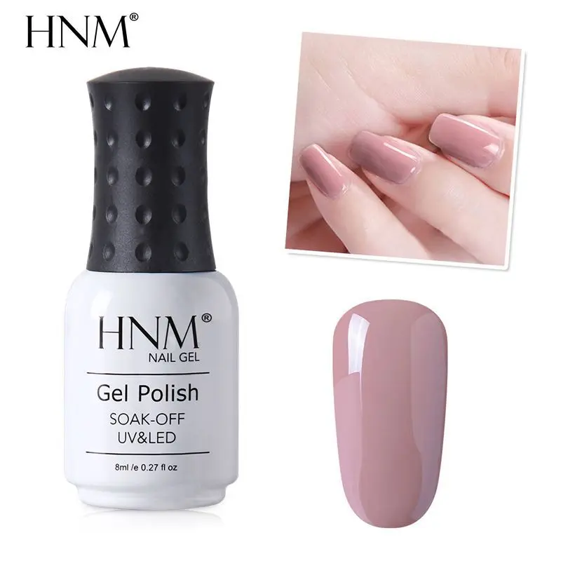 

HNM Nude Color UV Gel Polish Long Lasting Nail Gel Polish Soak Off Led machine Base Top Coat Hybrid Varnish Art Paint Design 8ml