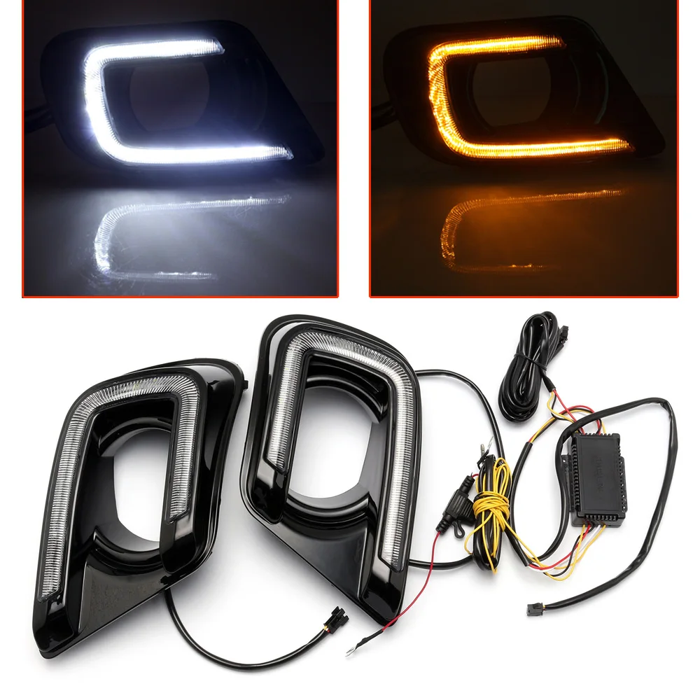 

NOVSIGHT White+Yellow Turn Signal Auto Car LED Daytime Running Lights Fog Lamps DRL for DODGE JCUV 2014 2015 2016 D35