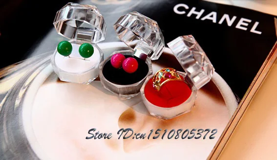 

20pcs Clear Gift Box Jewelry Packing Boxes Ring Package Crystal Boxes Plastic Storage Cases[Red, White,Black]
