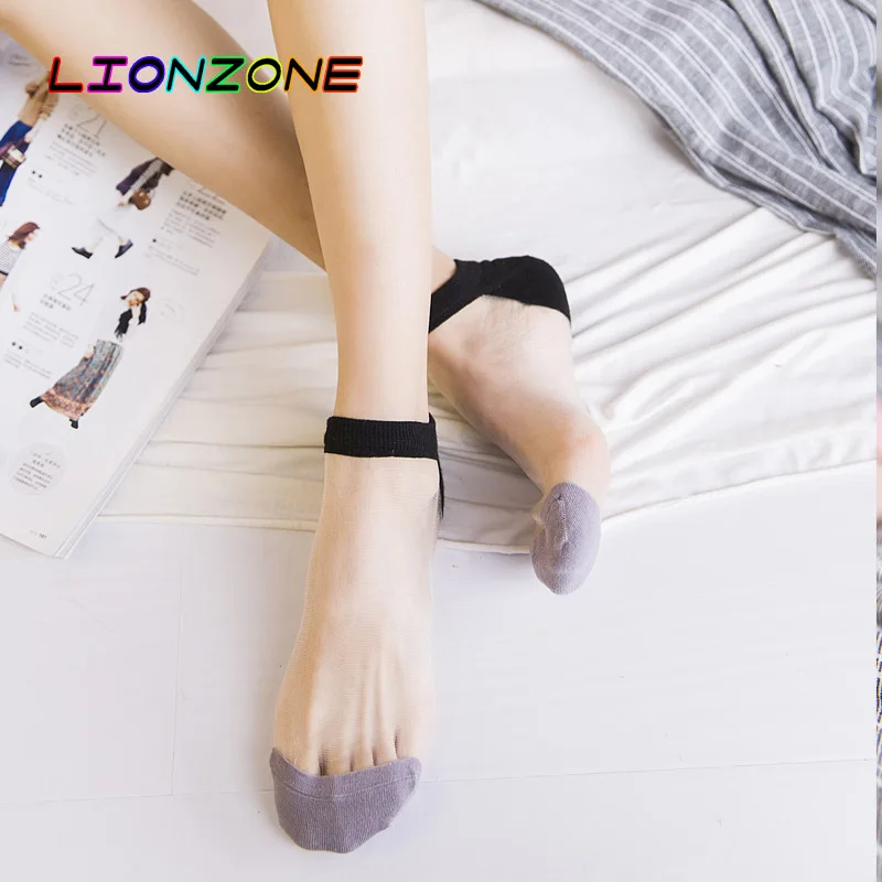 LIONZONE, 5 пар/лот, кружевные носки в стиле Харадзюку, весенне-летние женские носки, невидимые тонкие шелковые носки до щиколотки