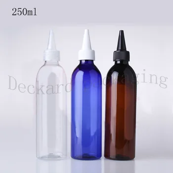 

60pcs 250ml Pet Shampoo Cosmetic Oil Plastic Lotion Bottle Pointed Cap Refillable Perfume Container Squeeze Bottle Screw Cap
