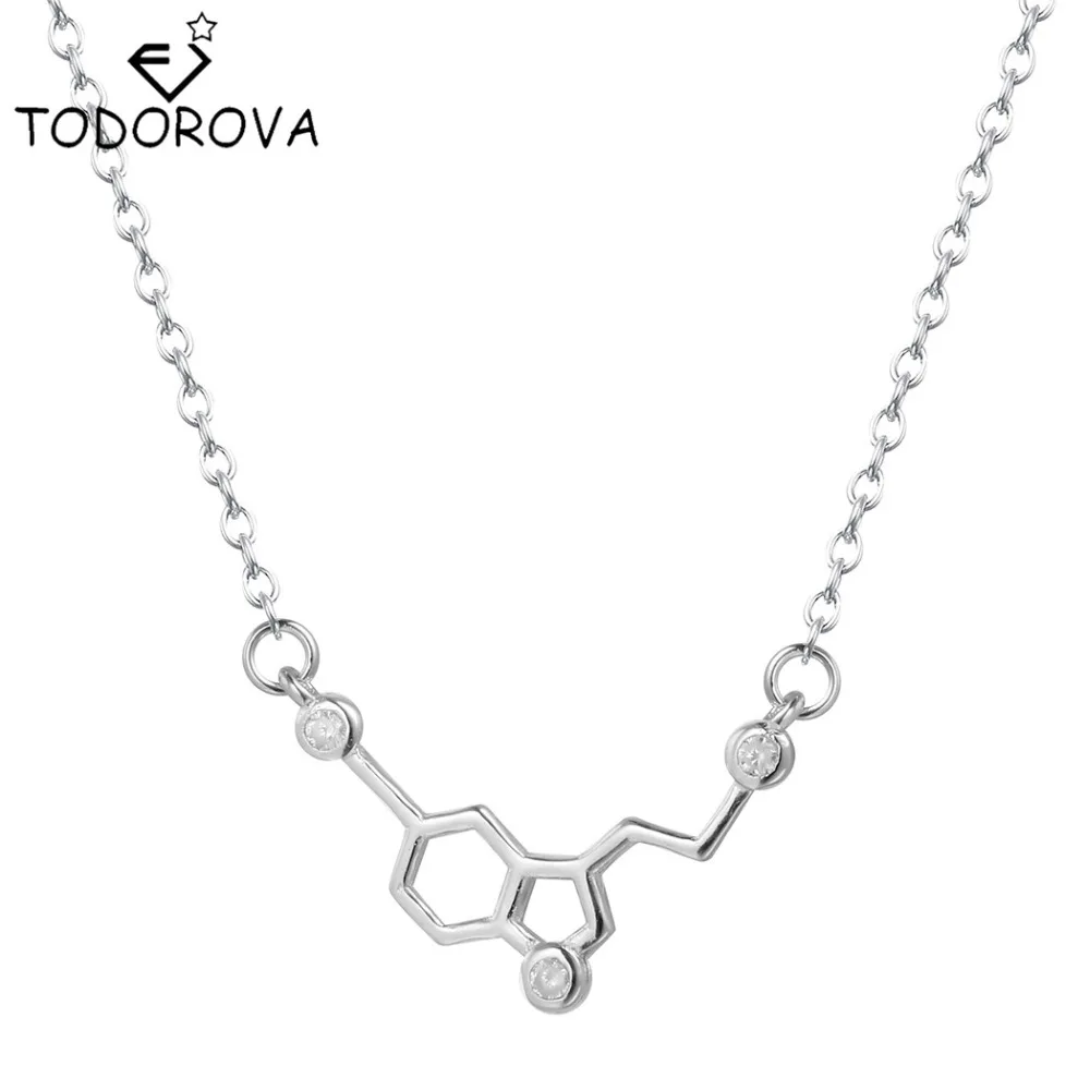 

Todorova 925 Sterling Silver Unique Dopamine Molecule Chemistry Design Silver Pendant Necklaces for Women Fashion Jewelry
