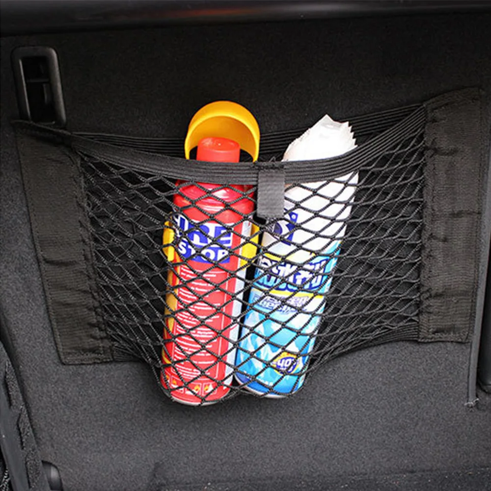 

1PCS Car Trunk Box Storage Bag Mesh Net Bag 39cm*25CM auto Seat backPocket Sticker Velcro Organizer Car Styling