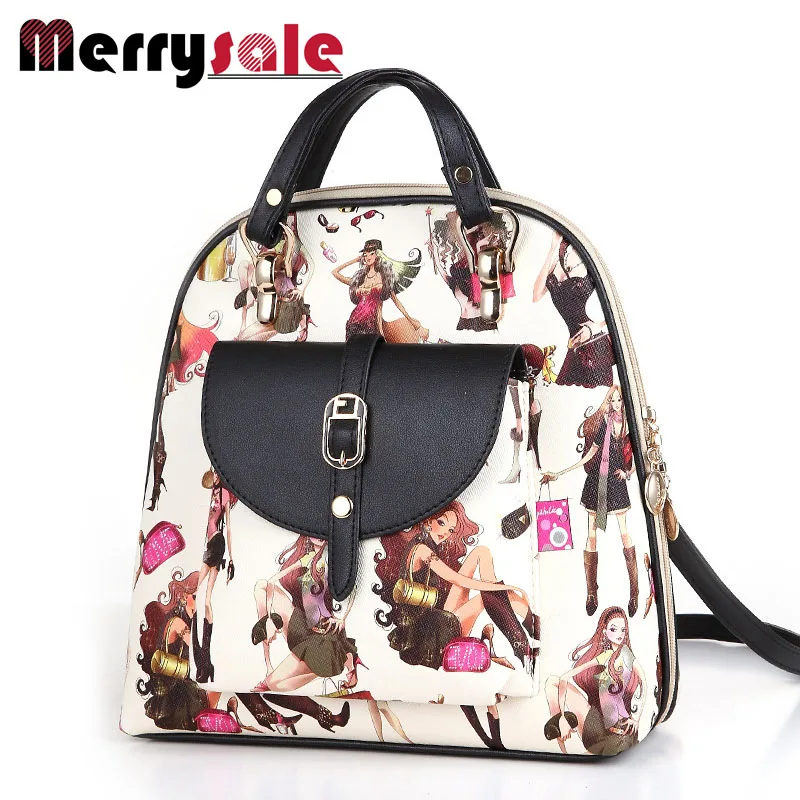 

2017 new women backpack printing backpack PU leather backpack